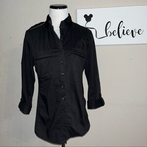 Zac & Rachel black Button shirt, cotton front & knit back